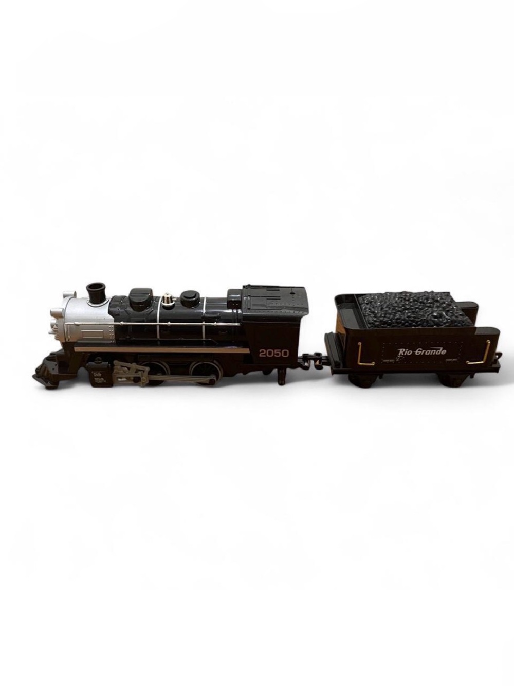 Black Toy Train Locomotive and Coal Car